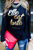 Black/Gold Foil - Elle est forte Tee