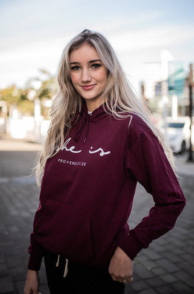 SHE IS Maroon Hoodie
